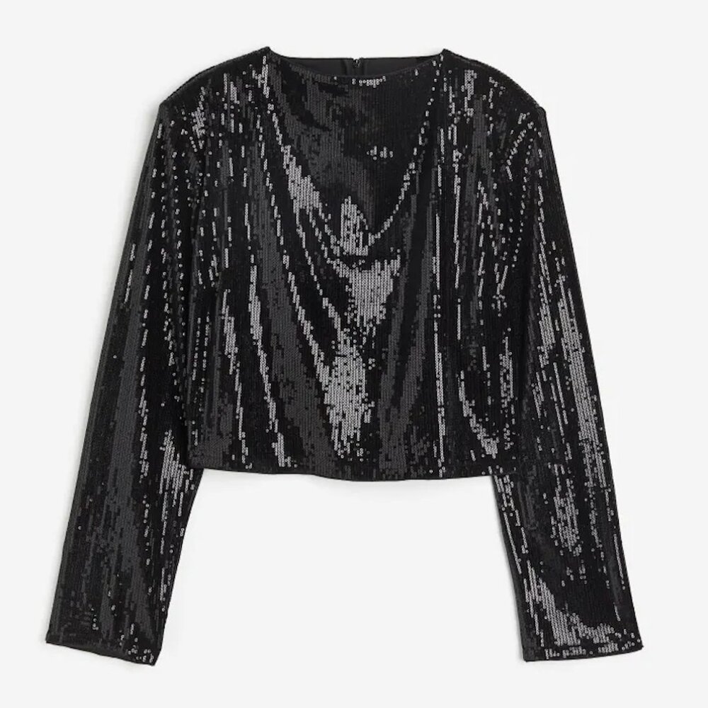 Black Sequined Blouse H&M